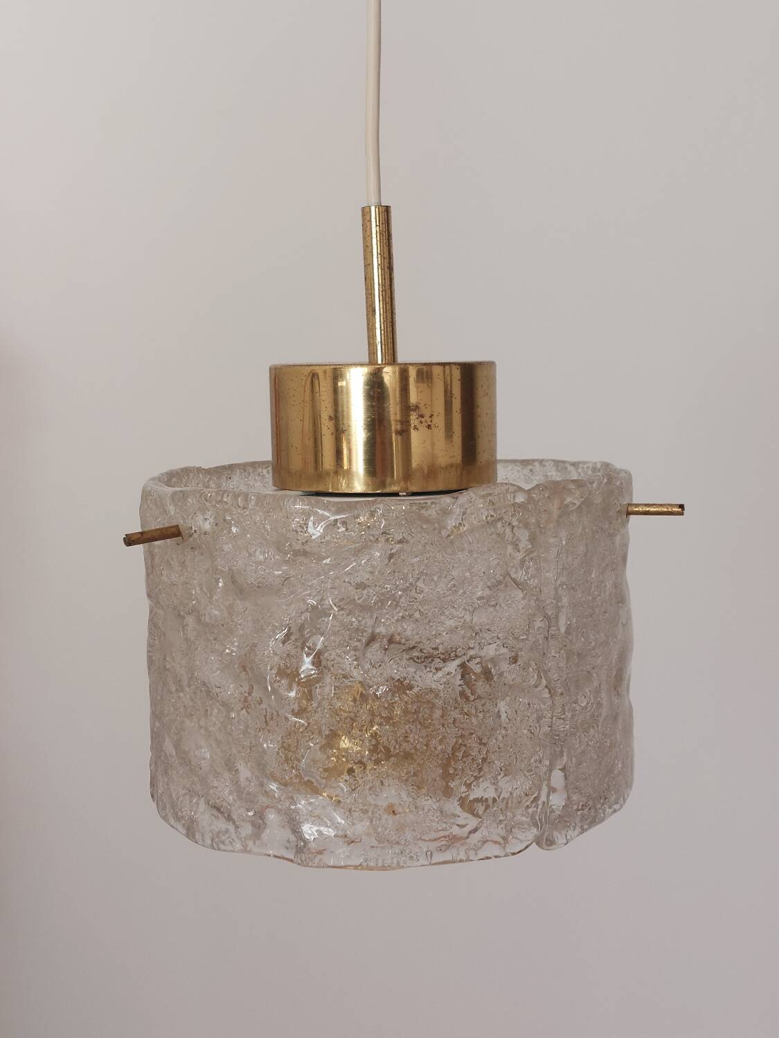 Vintage glass and brass suspension by Hillebrand Germany.