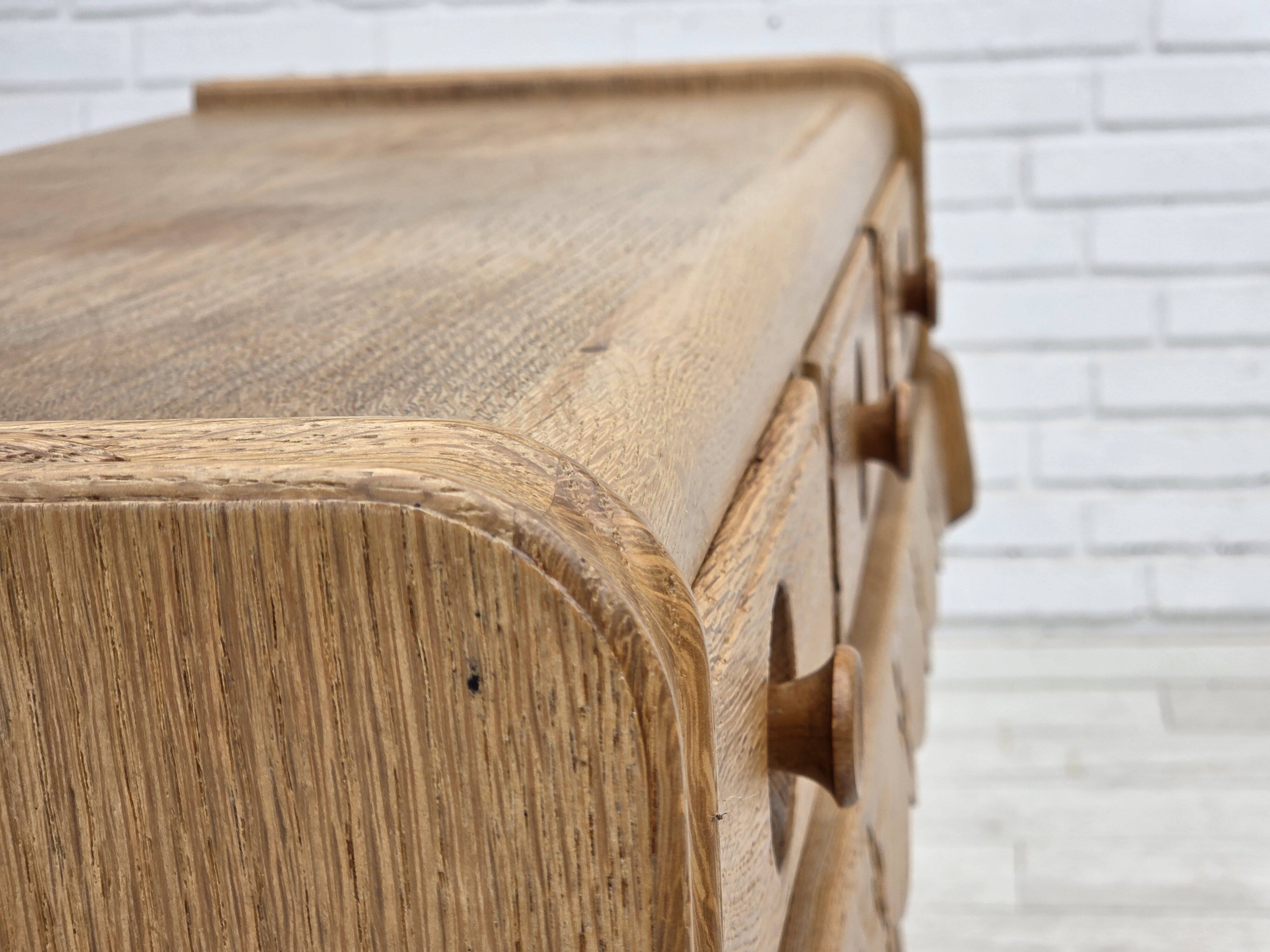1970s, Danish chest of drawers, oak wood, original good condition.