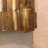 Large antique mirror with flagship shell in wood and gilded stucco