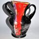 VALLAURIS ceramics Black and red enamelled vase with handle VINTAGE 1950-1960