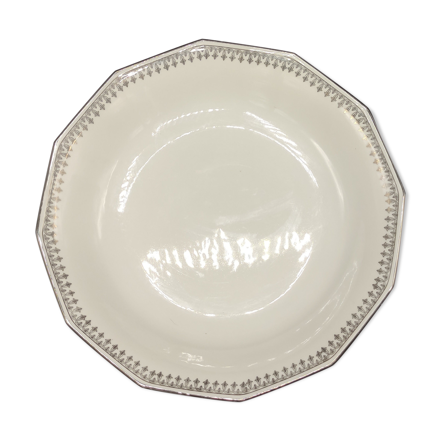 Hollow dish in Limoges porcelain - White and Silver