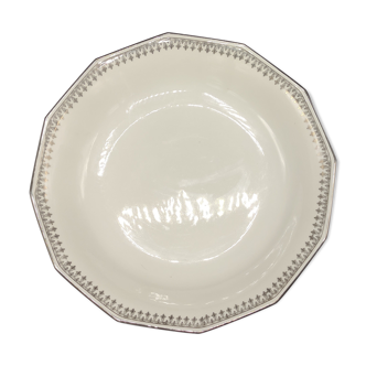 Plat creux en porcelaine de Limoges - blanc et argent