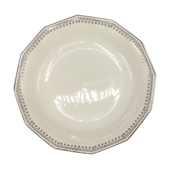 Hollow dish in Limoges porcelain - White and Silver