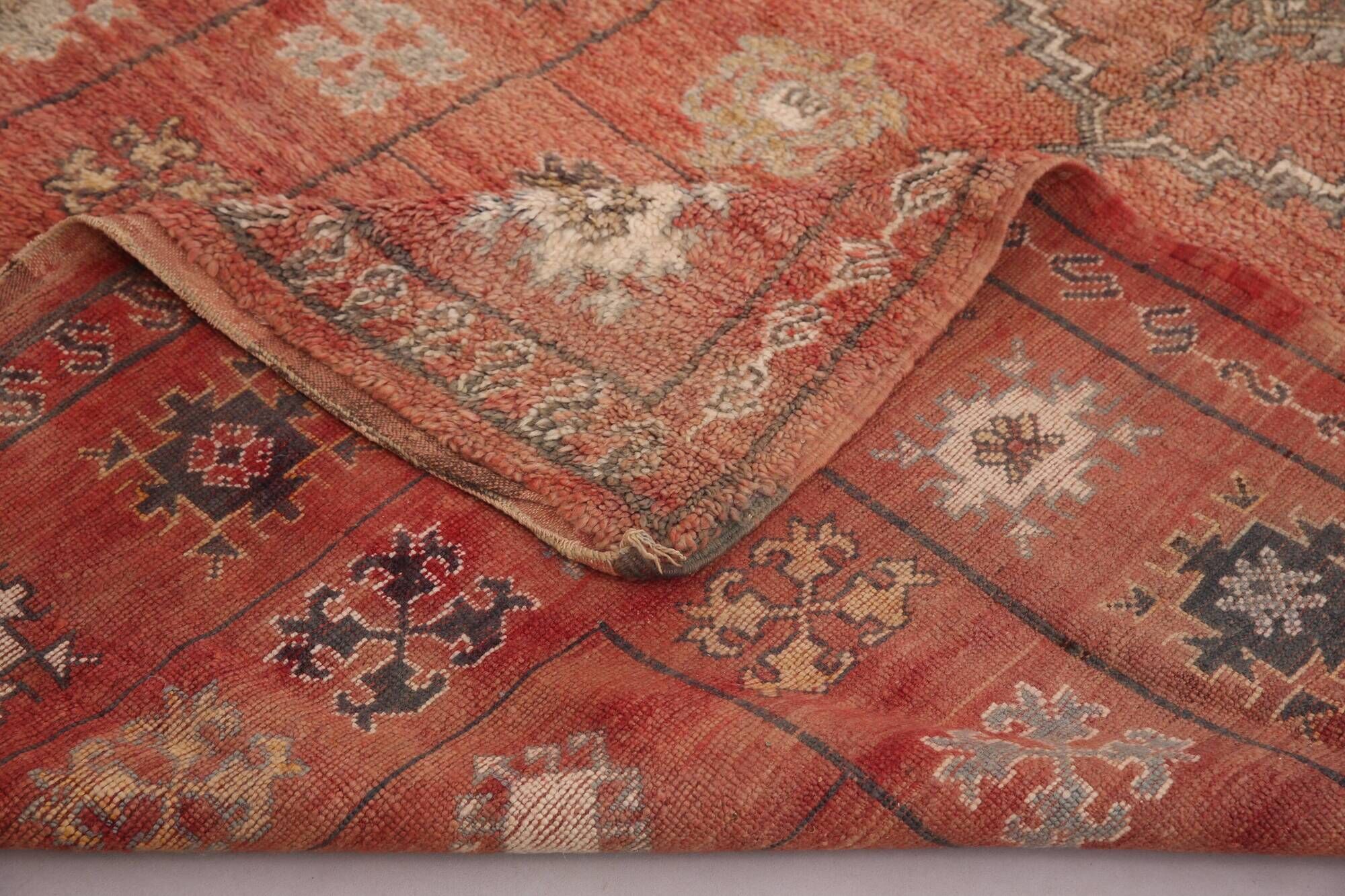 Terracotta Vintage Moroccan Rug 206 x 370 cm - Berber Wool Rug Handmade