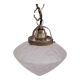 Mid-century opaque glass and brass pendant