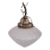 Mid-century opaque glass and brass pendant