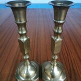 Duo of brass candle holders