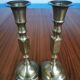 Duo of brass candle holders