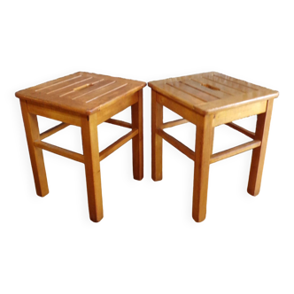 Pair of beech sauna stools