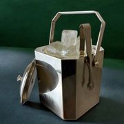 Seau à glace chromé Romeo Rega avec pinces, Italie, années 1970