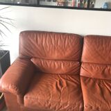 Sofa leather vintage cognac color