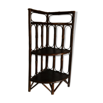 Vintage corner shelf in rattan