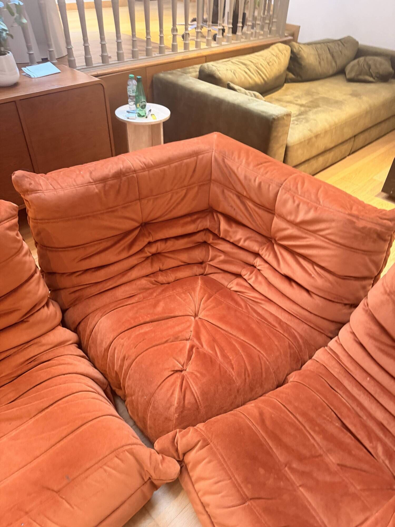 Togo set by Michel Ducaroy for Ligne Roset – 4 pieces in orange velvet.