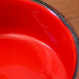 Vintage poelon in bright red glazed ceramic
