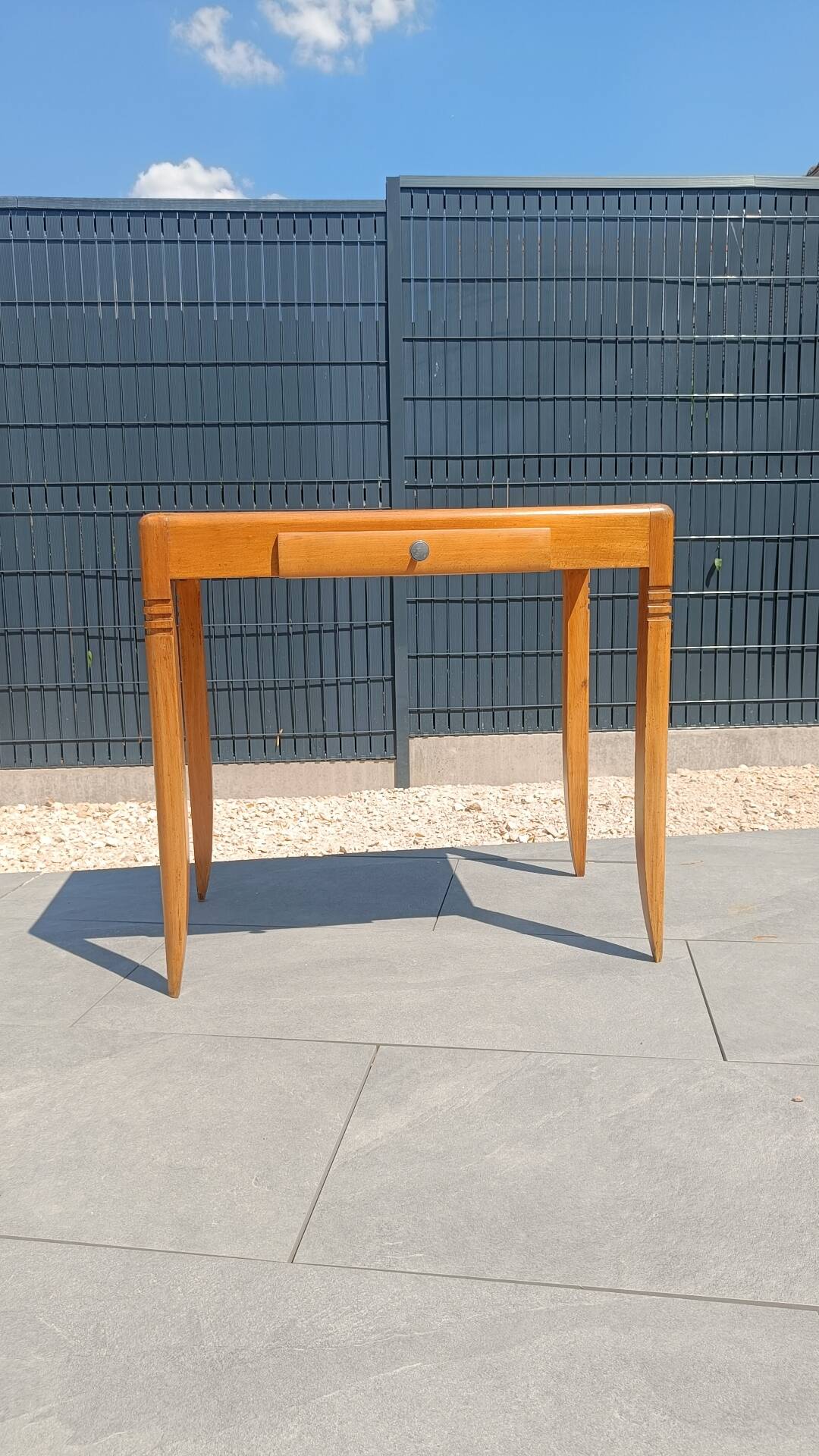 Vintage Scandinavian-style wooden table with drawer, 1950s-60s.