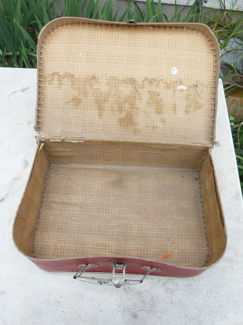 Red and white vintage child's suitcase