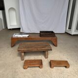 Mini Asian teak side stool blonde