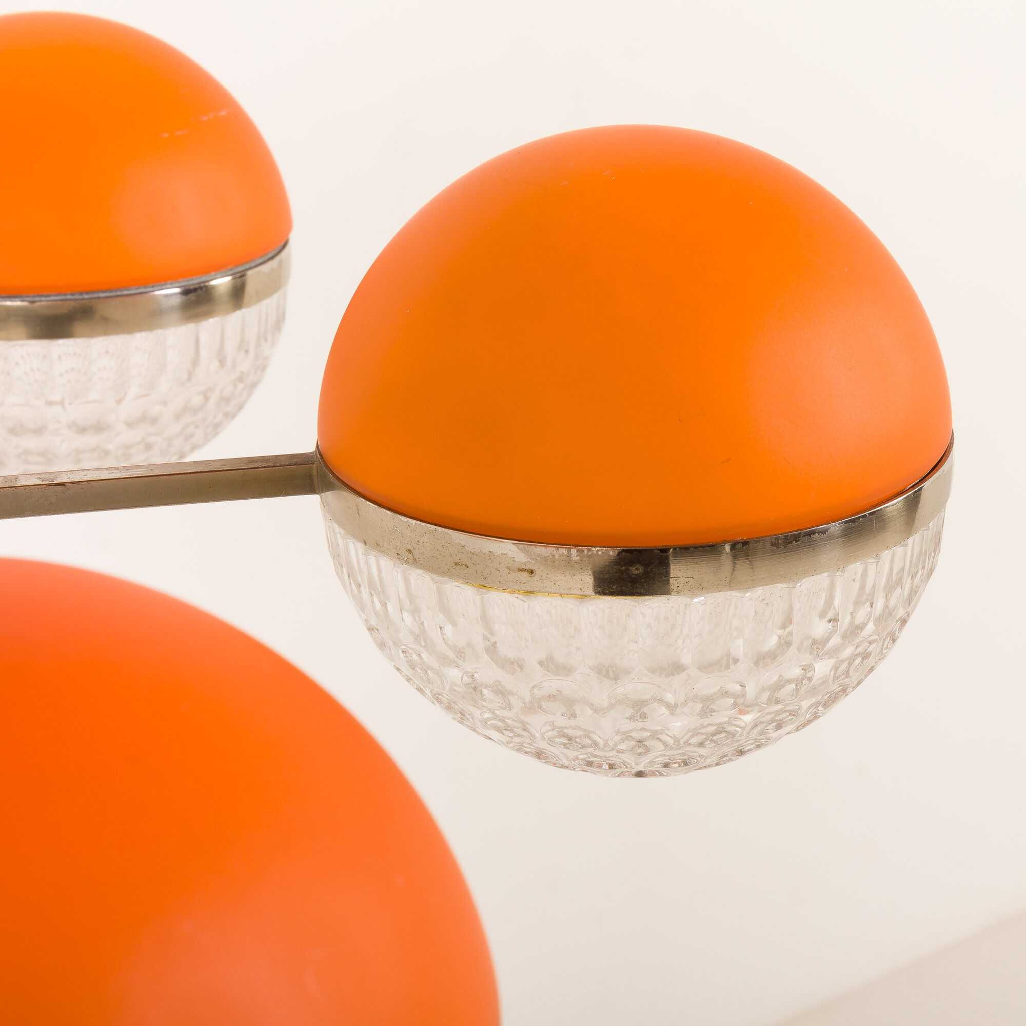 Italian Space Age chandelier with crystal glass shades, 1970s