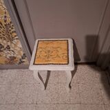 Wooden piano stool painted in linen grey 1950