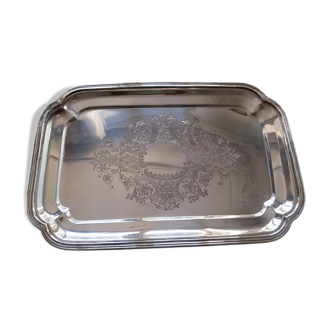 Plateau rectangulaire en metal argenté