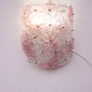 Set of 2 Murano Wall Light Pink Flower by Seguso, 1970