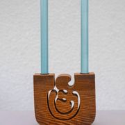 Scandinavian Modern Candle Holder in Wood by Gunnar Kanevad, Sweden, Organic Shape