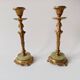 Pair of neoclassical candle holders in gilded bronze and green onyx, bust of