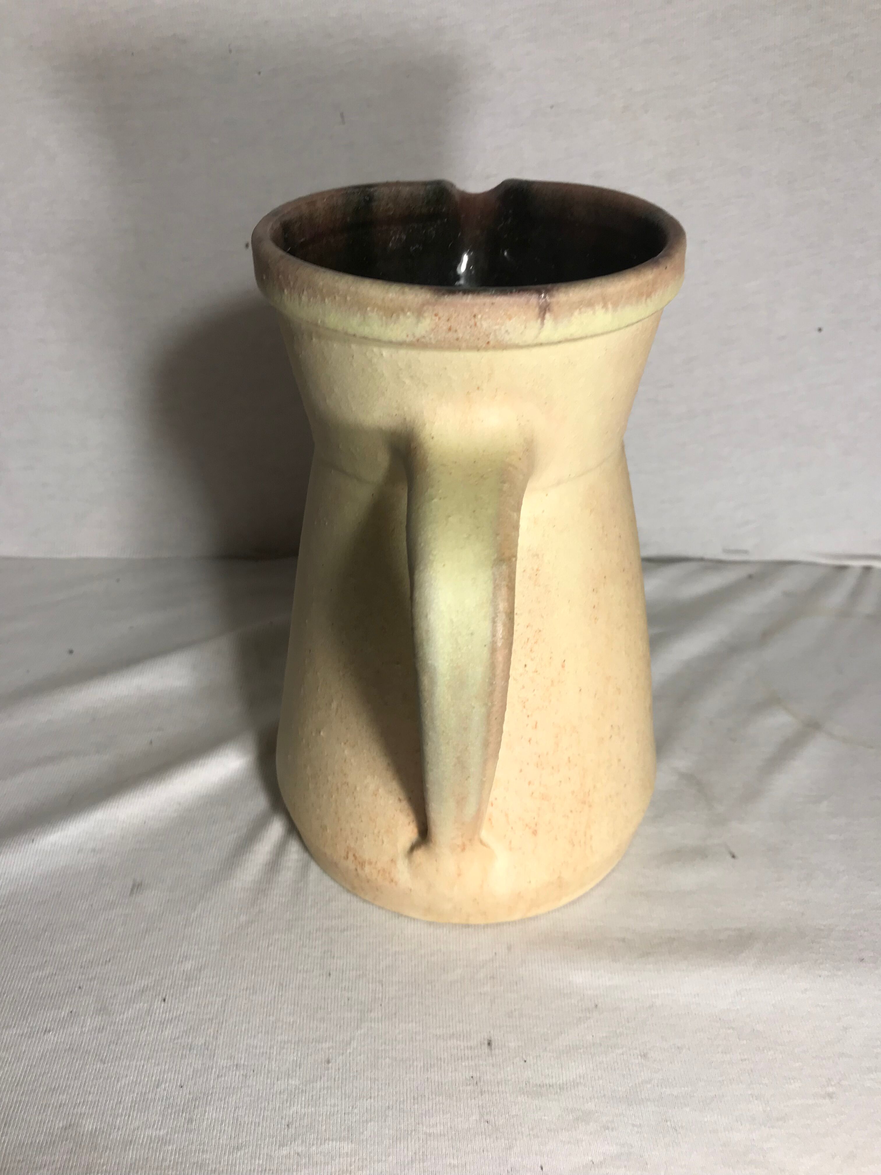 Old Accolay ceramic beige ceramic jug intage
