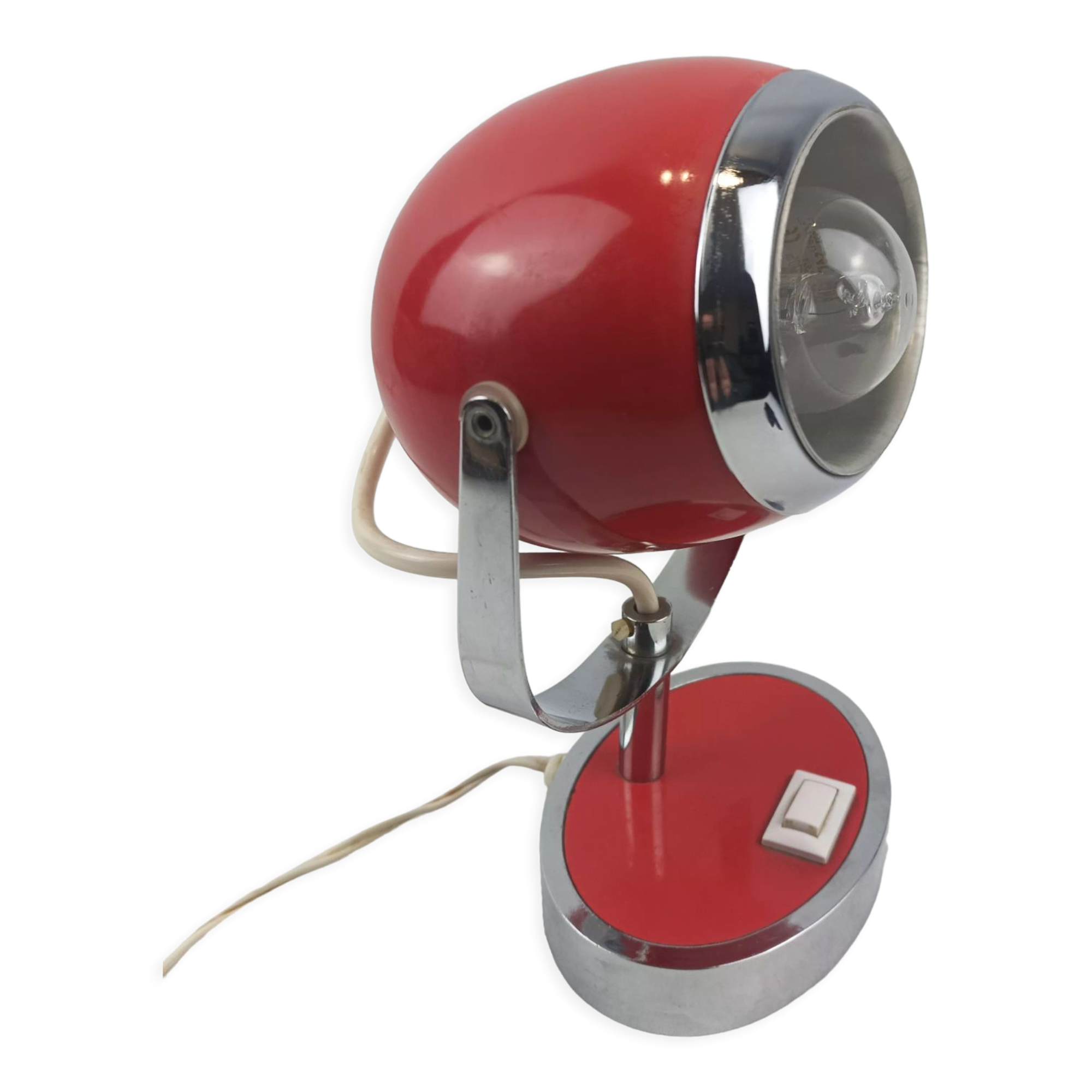 Eye ball lamp orange oval vintage year 70's