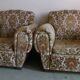 Paire de fauteuils club en tissu