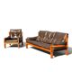 Ensemble Salon Pierre Chapo - Canapé S32 & Fauteuil S15 - Orme & Cuir Brun