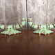 Old pair of double ceramic candlesticks green & gold vintage #A270