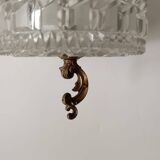 Glass and brass pendant light from the 70s