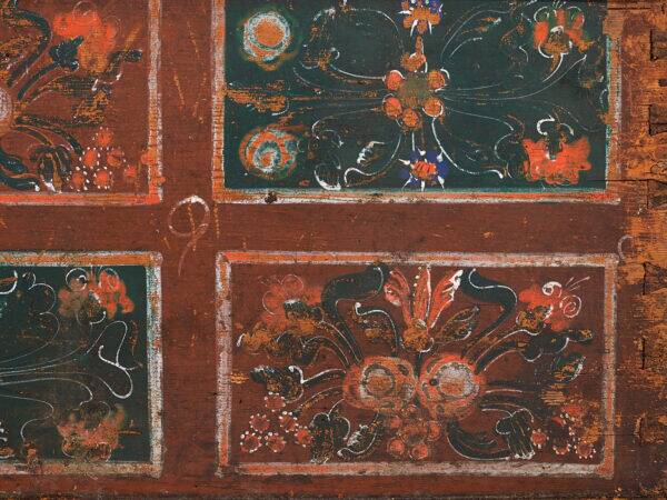 Malle de rangement ancienne avec décoration florale (année 1895) #102