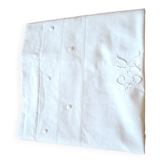 Vintage cotton polka dot pillowcase and monogram CK 78x75cm