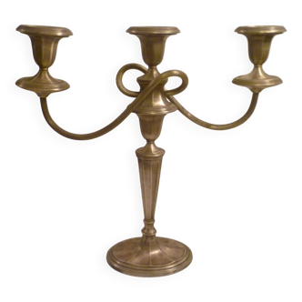Large 3-light candlestick / candle holder in silver met. classic style