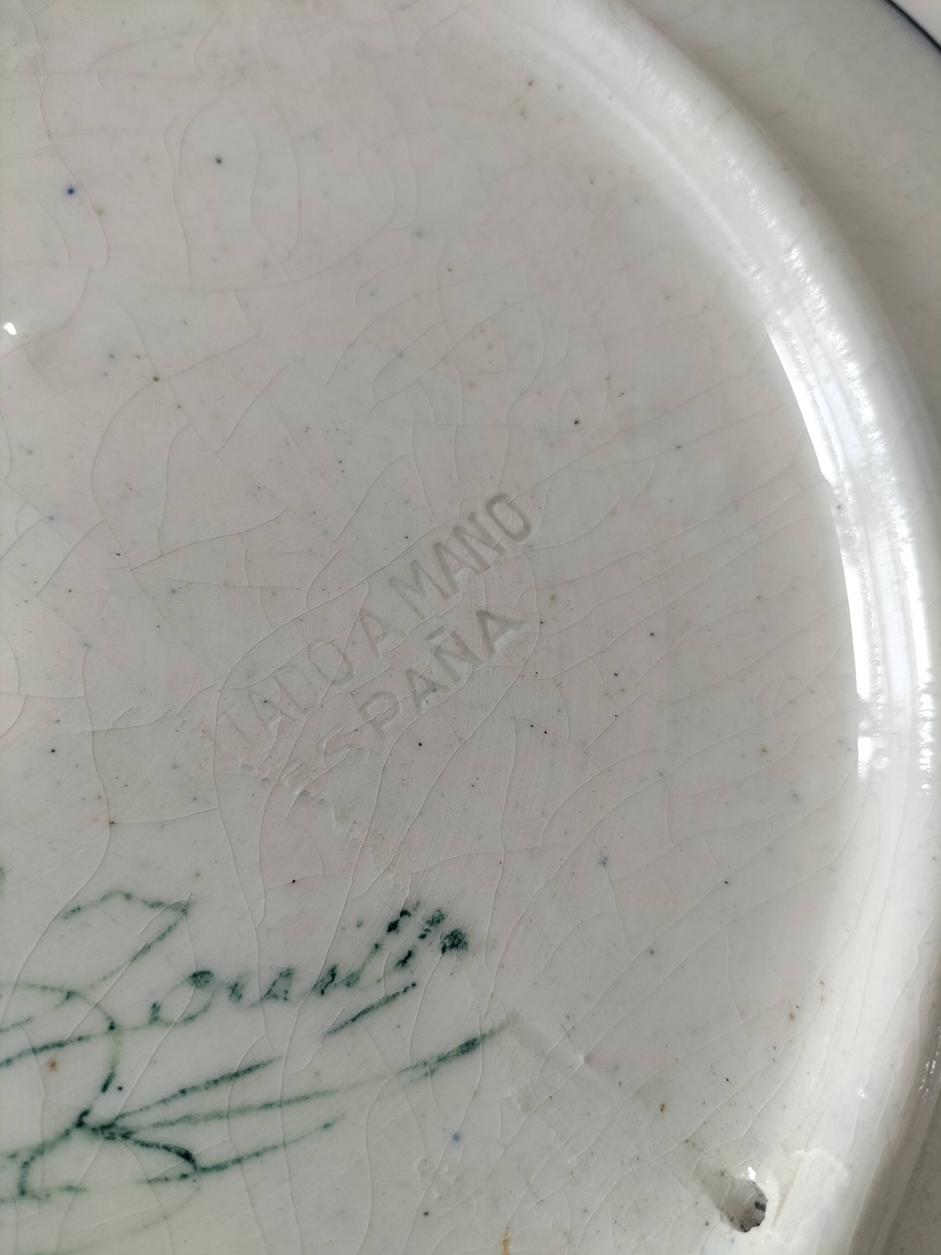 Hispano-Moorish handmade ceramic plate – green and orange decoration