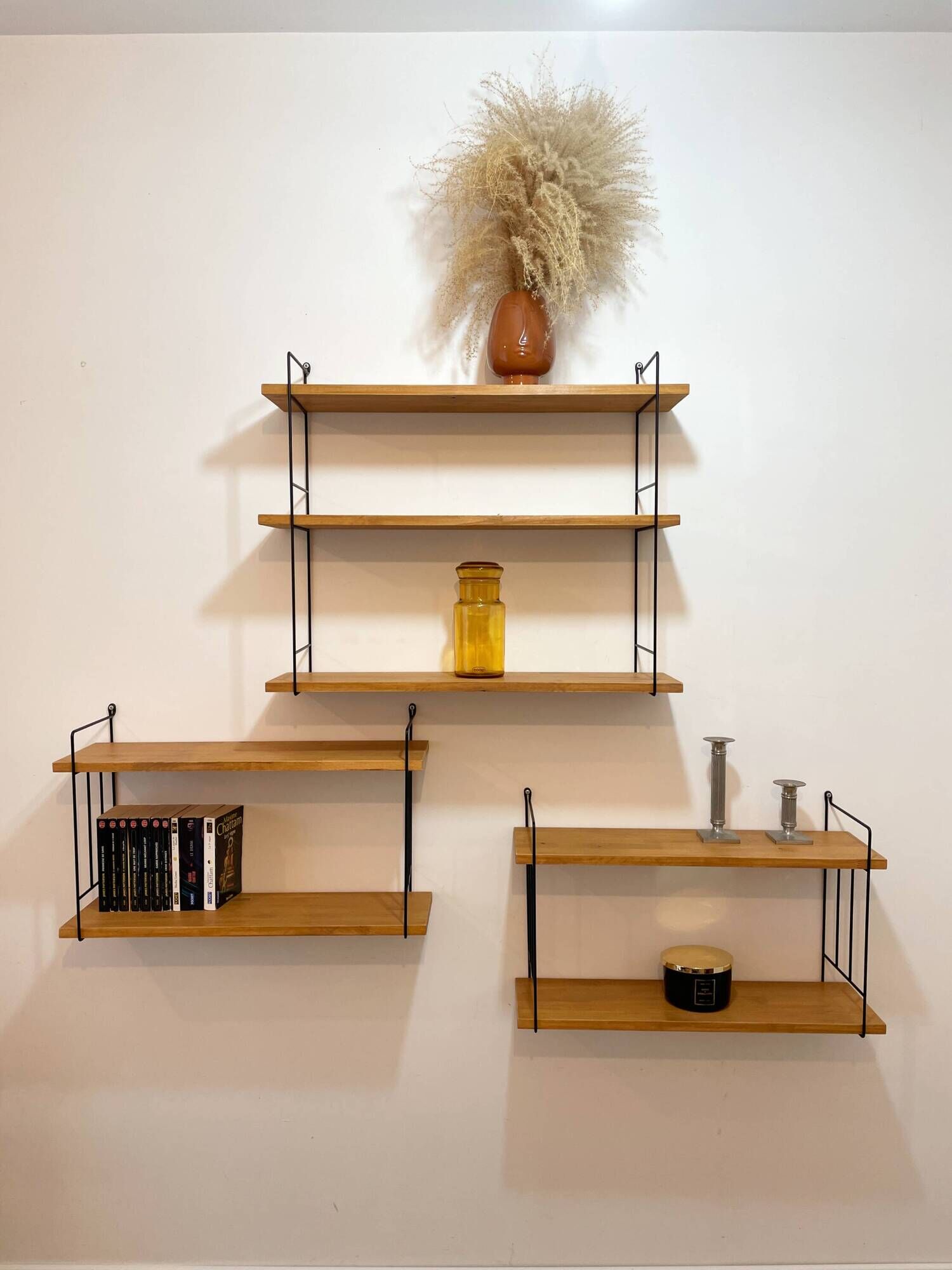 3 String wall shelf modules by WHB, Germany, 1960.