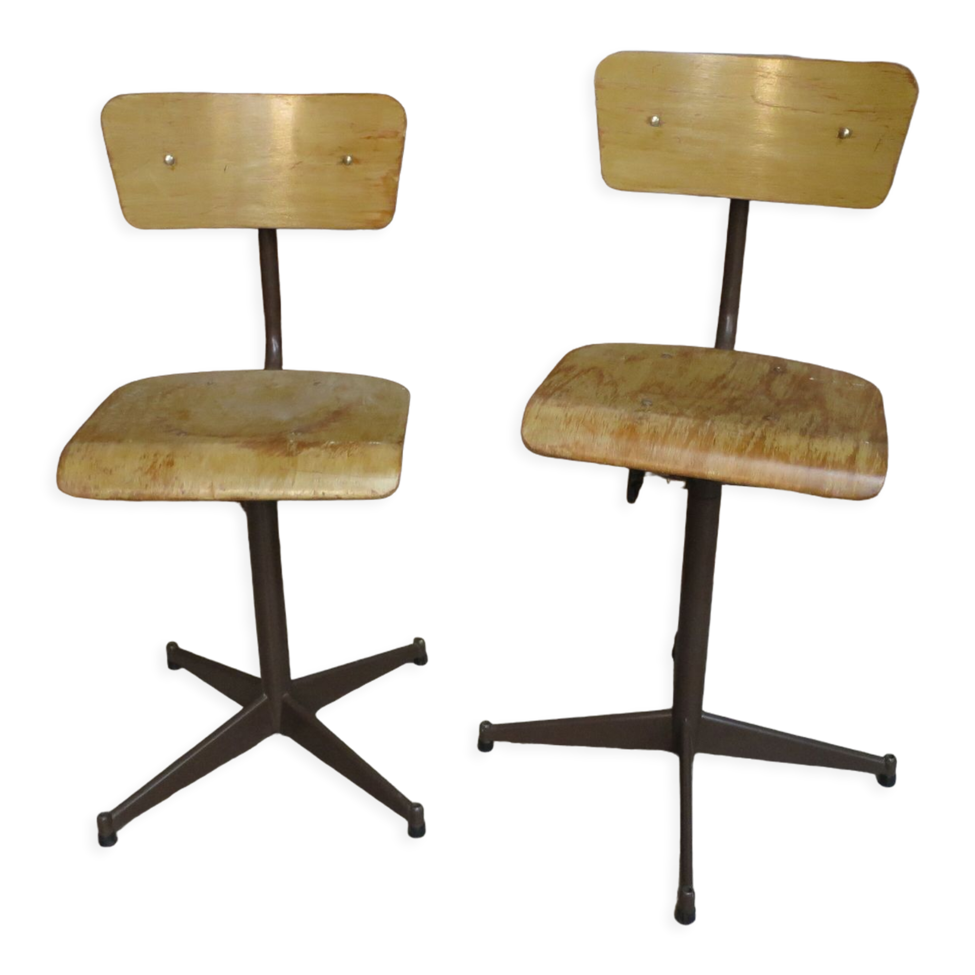 Set de 2 chaises d'atelier vintage pied étoile