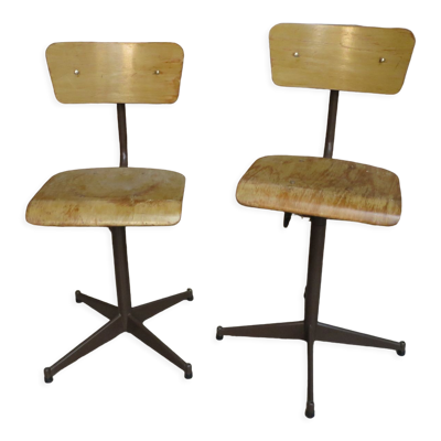 Set de 2 chaises d'atelier vintage pied étoile