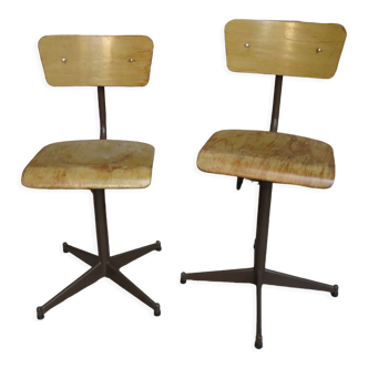 Set de 2 chaises d'atelier vintage pied étoile