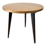Tripod coffee table in wood and two-tone marquetry Scandinavian design 50s-60s