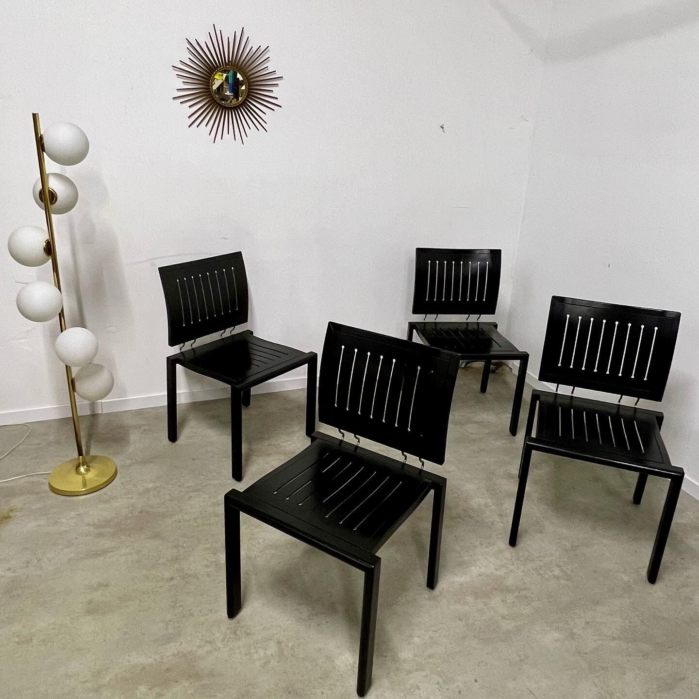 Lot 4 old vintage design chairs Dieticker Bruno Rey black wood year 70