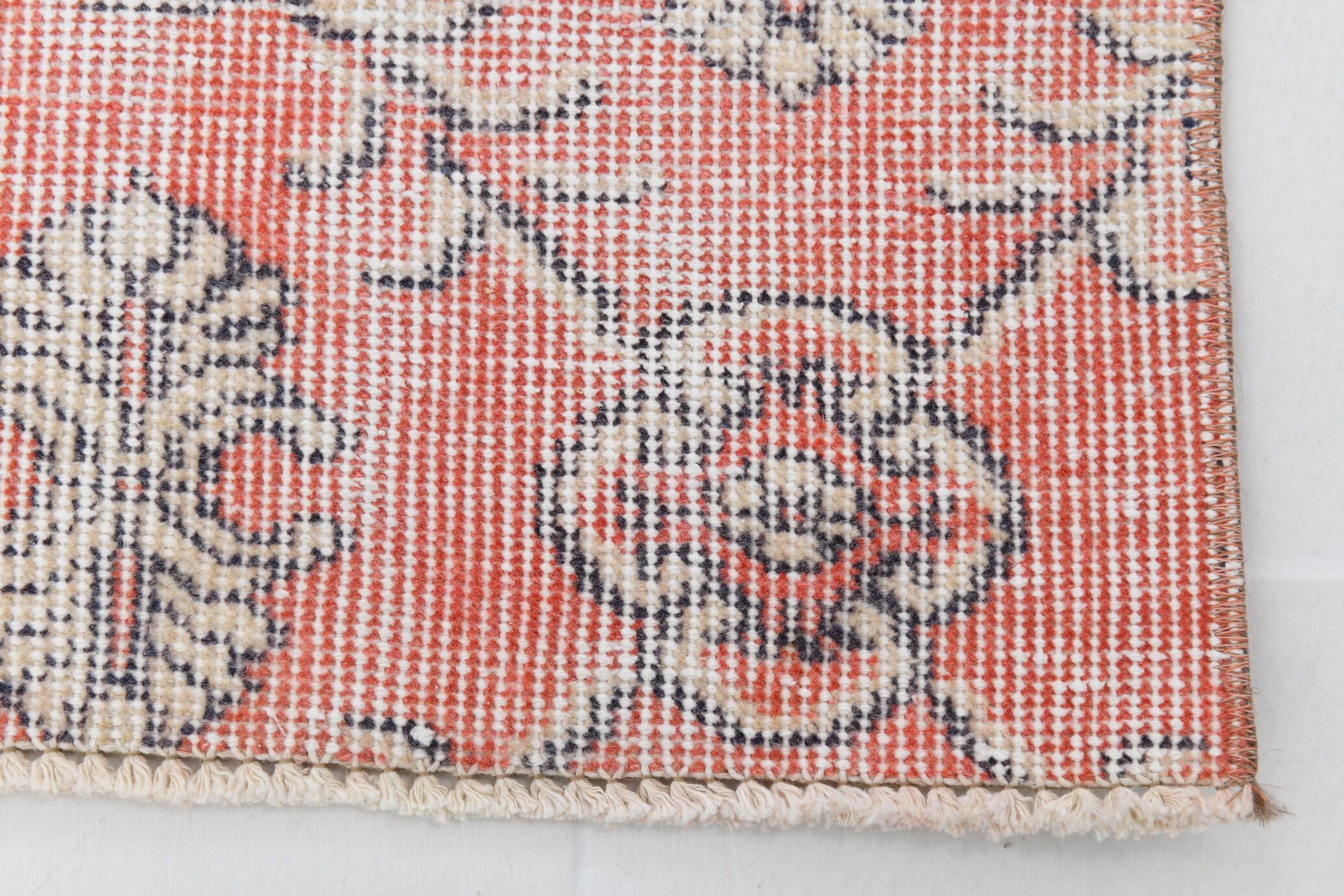 Floral red turkish runner rug, 324x90cm