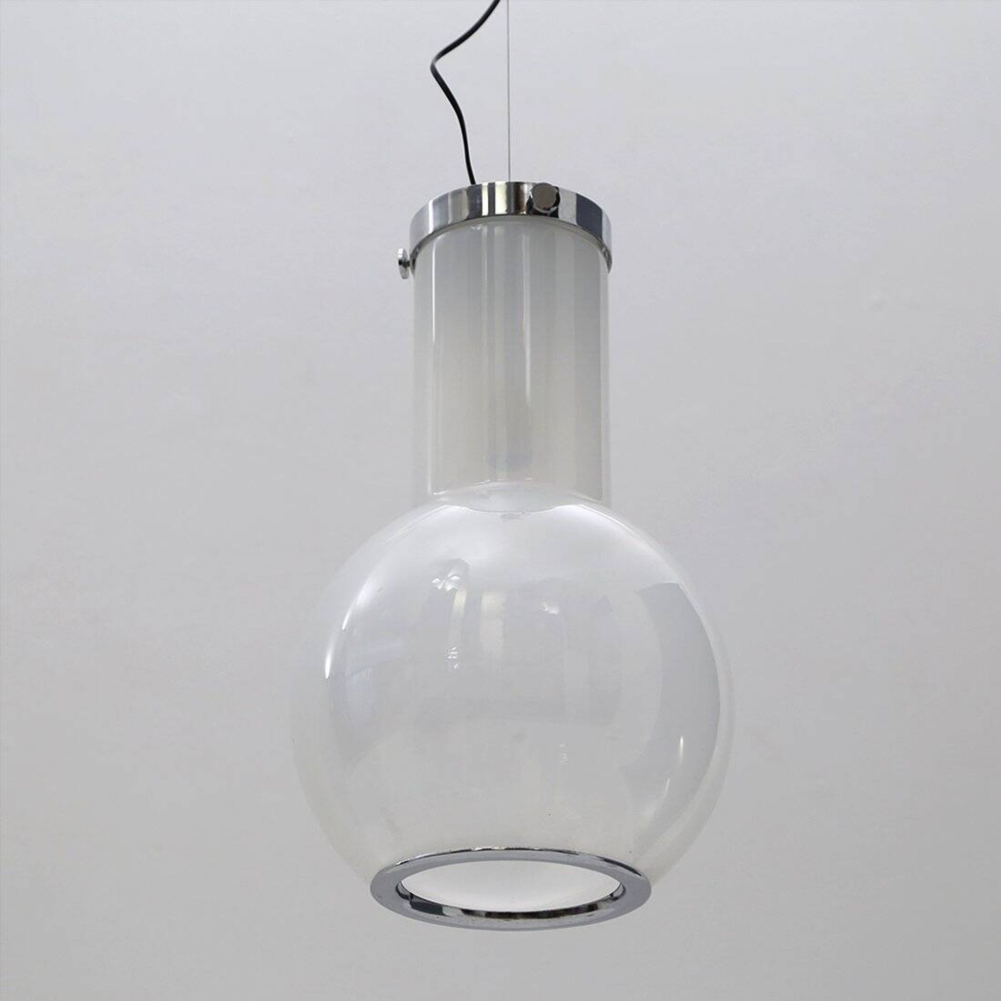 Glass and chrome metal ceiling light, 1970s