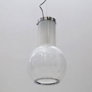 Glass and chrome metal ceiling light, 1970s