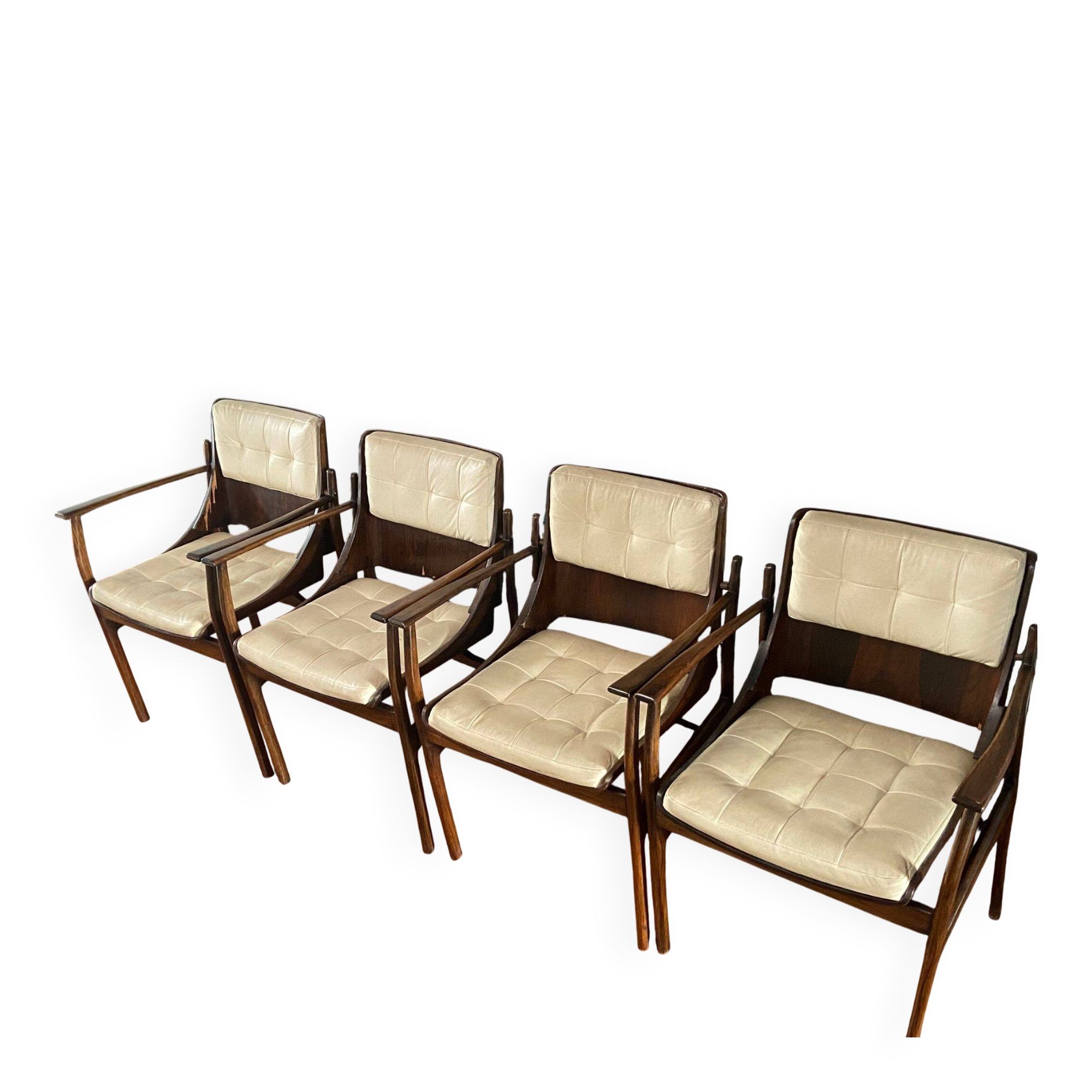 Set of 4 Jean Gillon chairs in jacaranda da Bahia (rosewood)