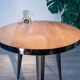50s tripod pedestal table, side table, wood and coated metal