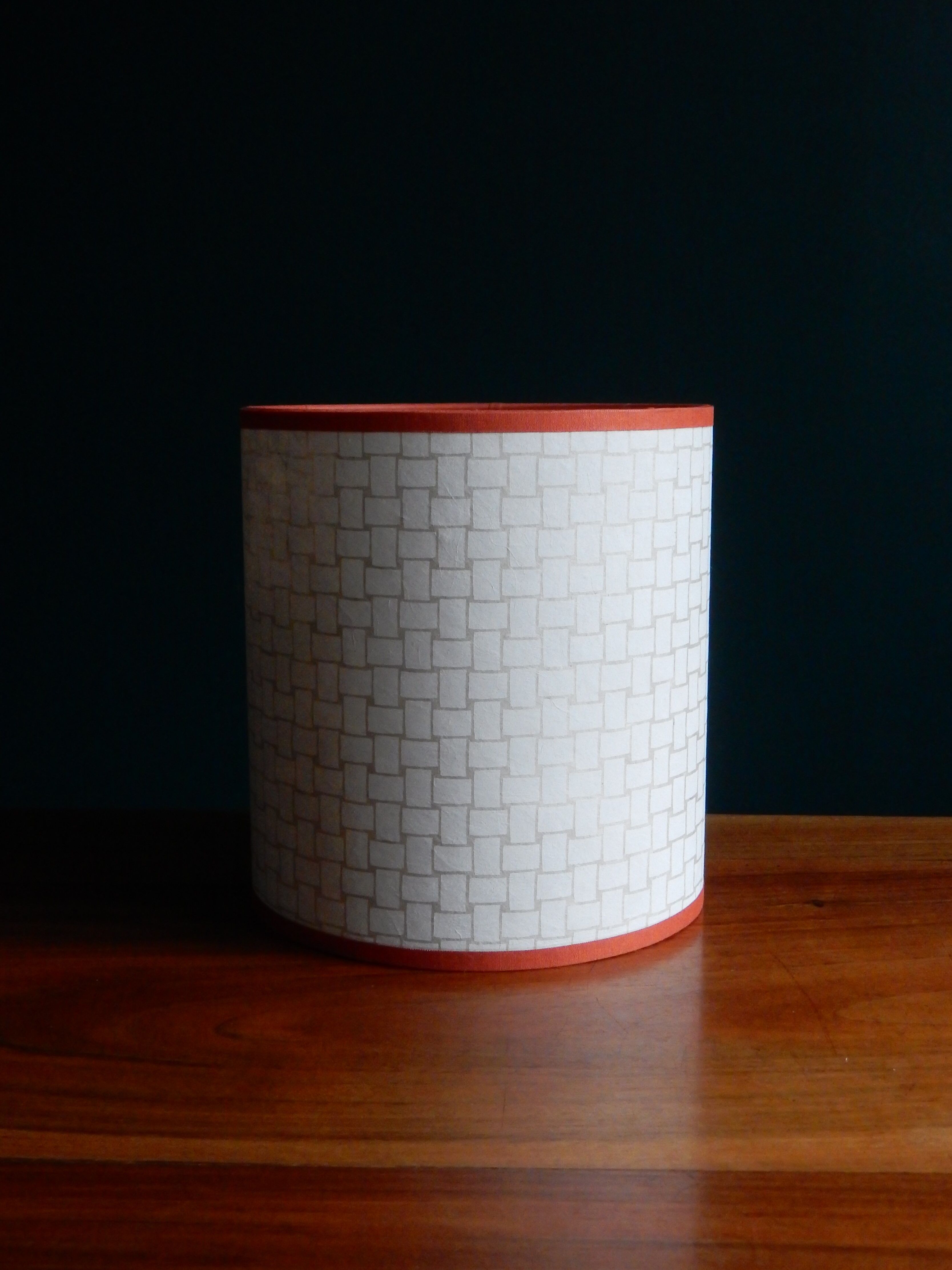 Nepalese paper cylindrical lampshade