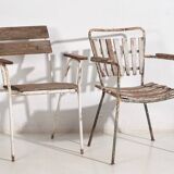 Antique garden chairs with armrests (c.1920). Set of 2 pieces #23